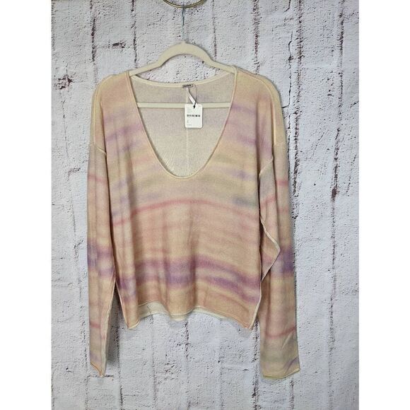Free People Lightweight Spacedye Always Cashmere V Neck Sweater Size Small New - Picture 2 of 8